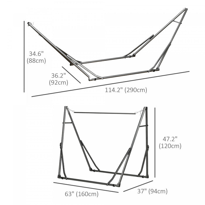 Outsunny 2-in-1 Steel Hammock Stand, Foldable Hammock Net Stand, Black