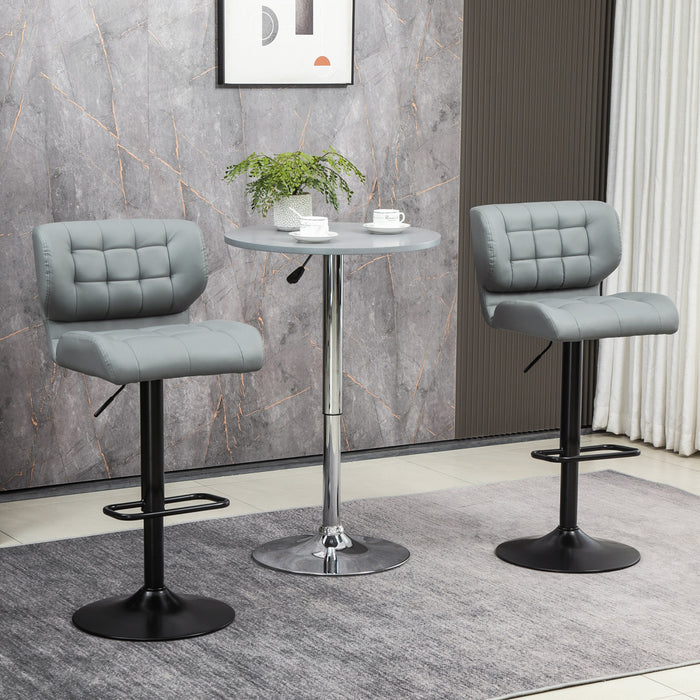 HOMCOM Adjustable Bar Stools Set of 2 with Footrest Back for Dining Room