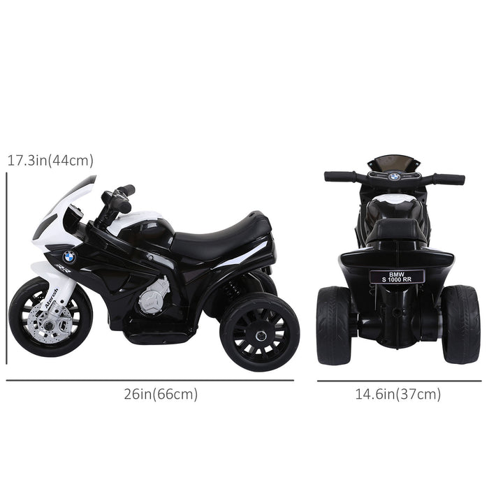 Aosom Kids Motorcycle, 6v Battery Powered Ride-On Toddler Motorcycle With Headlight, Music, 3 Wheels Electric Motorcycle For Kids, Licensed Bmw, Gift For Boys & Girls -black