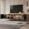 Oliver Wall-Mounted TV Cabinet with LED Lighting Storage,Black | Oliver meuble TV mural avec eclairage LED et rangement, noir