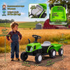 Qaba 2 in 1 Kids Ride On Tractor, 6V Electric Vehicle with Detachable Trailer, Battery Powered Toddlers Driving Toy with Music, Horn, Lights for Ages 1-3 Years, Green