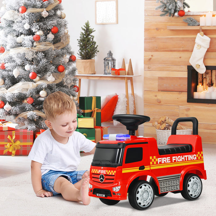Costway Kids Ride On Fire Engine Licensed Mercedes Benz Push And Ride Racer Red