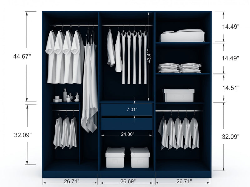 Gramercy Contemporary Modern 82\" Wardrobe Closet in Midnight Blue