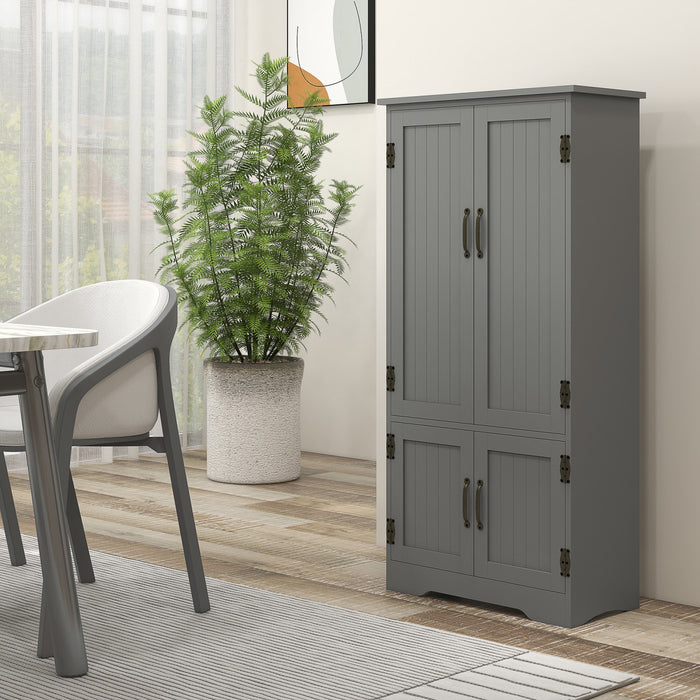 HOMCOM 48\" Kitchen Pantry, Kitchen Storage Cabinet with Shelves, Grey