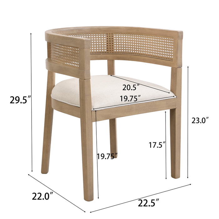 Lance Dining Chairs Set Of 2 With Rattan Back And U-shaped Seat - Natural Ash