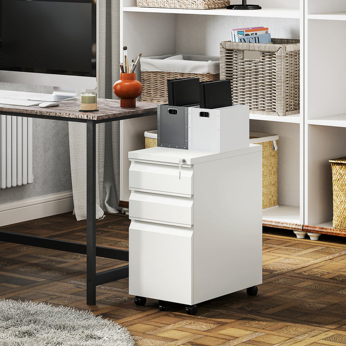 Vinsett 3 Drawer File Cabinet Steel Filing Cabinet A4 Legal Letter White