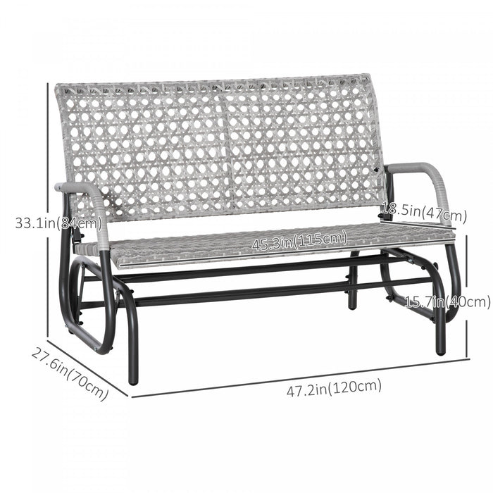 Outsunny 2 Seater Wicker Outdoor Glider Bench, Mixed Grey