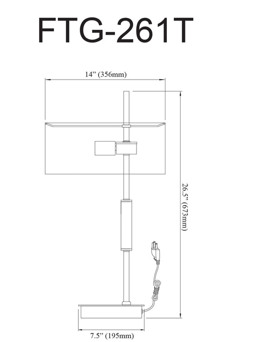 Dainolite Fitzgerald 1 Light Table Lamp Matte Black/Aged Brass Finish Black Shade