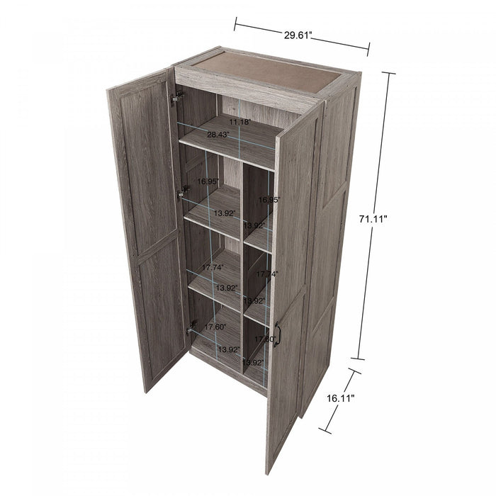 Cornelia Modern 30\" Storage Cabinet in Gray (7-Shelf) - Set of 2 Bookcase
