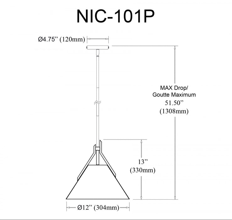 Dainolite Nicole 1 Light Pendant Matte Black Opal White Glass Lamp