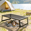 Outsunny Folding Campfire Grill, 36" x 18" Heavy Duty Carbon Steel Grill Grate with Folding Legs, Portable Campfire Cooking Equipment for Outdoor BBQ and Open Fire, Black
