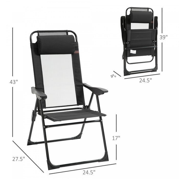 Outsunny Set Of 4 Portable Folding Recliner, Black