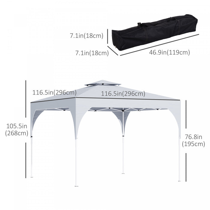 Outsunny 10'x10' Pop Up Canopy With 2 Tier Vented Roof Carrying Bag White