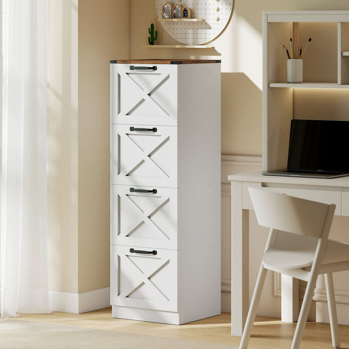 HOMCOM 4 Drawer File Cabinet, Filing Cabinet Fits Letter/A4 Size, White