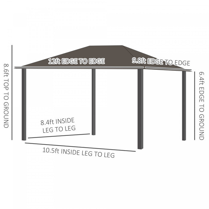 Outsunny 10' X 12' Deluxe Hardtop Gazebo With Metal Roof, Aluminum Frame Patio Gazebo Garden Sun Shelter Outdoor Pavilion With Curtains And Netting, Grey