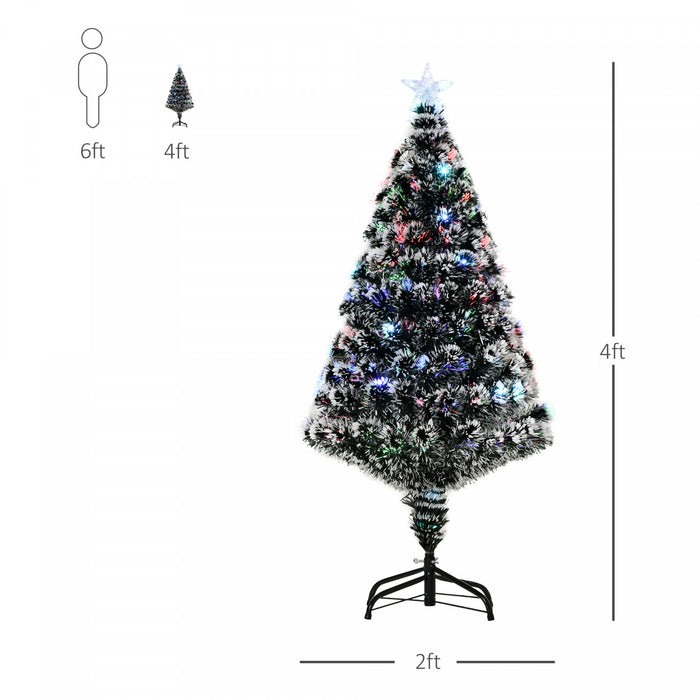 Homcom 4ft Pre-lit Optical Fiber Artificial Christmas Tree With 16 Led Lights And 130 Branches