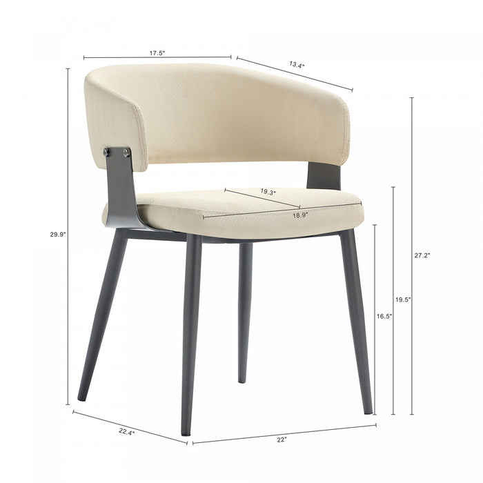 Luce Modern Metal Textured Vegan Leather Dining Chair in Sand