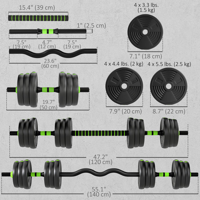 Soozier Adjustable Dumbbell Set, 3 in 1 Weights Set for Home Gym, 55lb