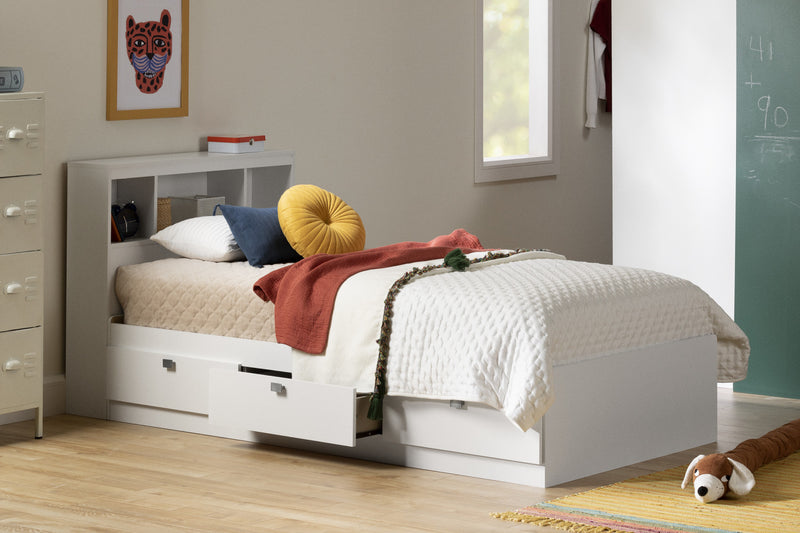 Spark Storage Bed And Bookcase Headboard Set - Pure White