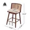 Talia Wooden Counter Height Bar Stool Set of 2 with Rattan Backrest,Walnut | Talia – Lot de 2 tabourets de bar de hauteur comptoir en bois avec dossier en rotin, finition noyer