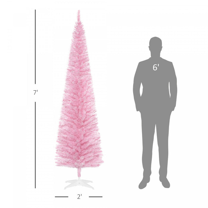 Homcom 7 Ft Pencil Artificial Christmas Tree With 499 Realistic Branches