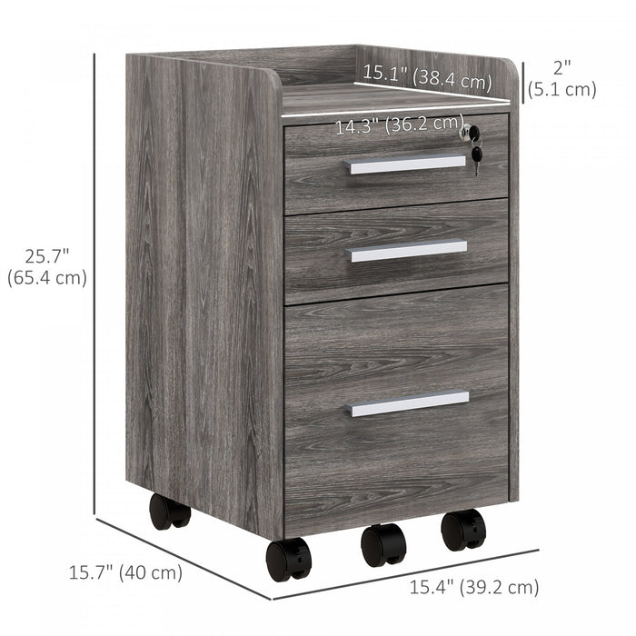 Homcom 3-drawer Mobile File Cabinet Office Filing Cabinet