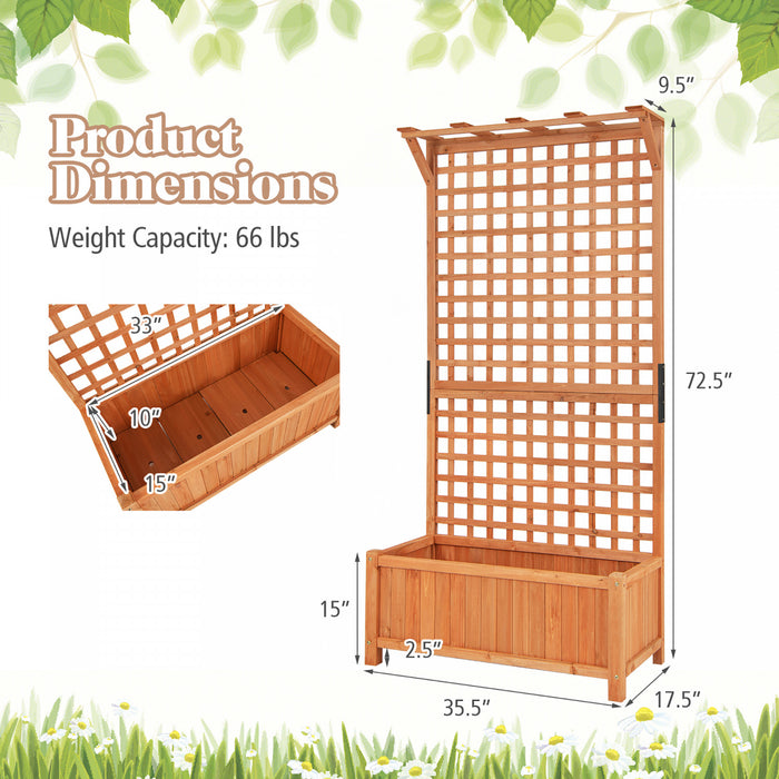 Costway Raised Garden Bed Planter Box Climbing Plants Container With Trellis &hanging Roof