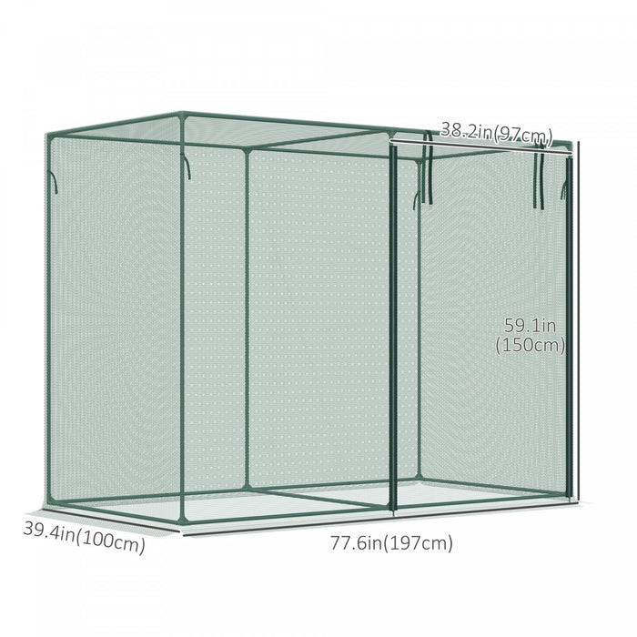 Outsunny 6.5 X 3.3ft Crop Cage, Zippered Door Plant Protection Tent Green