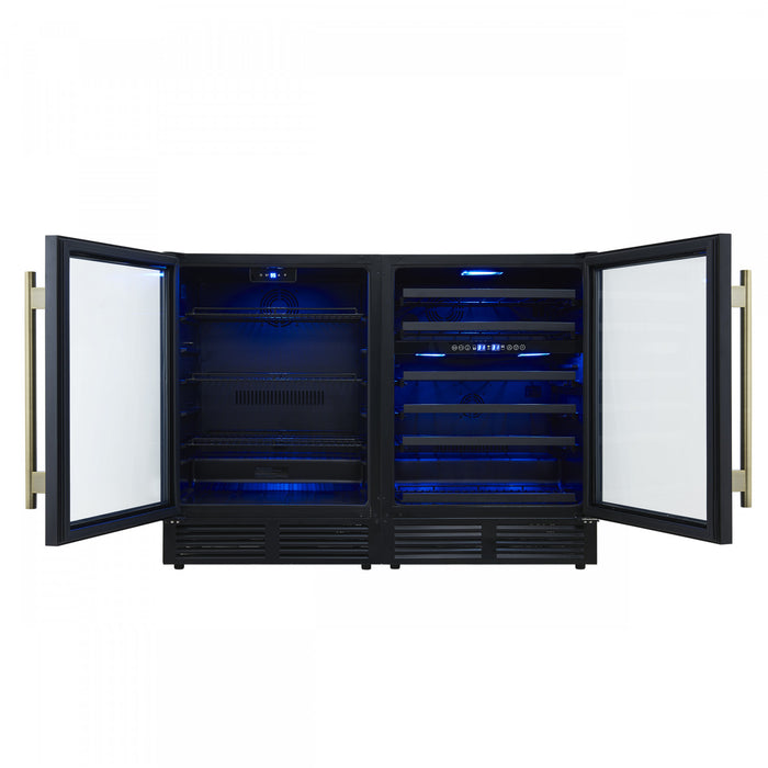 Forno Gemello 48\" Side-by-Side Wine and Beverage Cooler in Black , French Door, 9.6 cu. ft. -FWCDR6699-48BLK