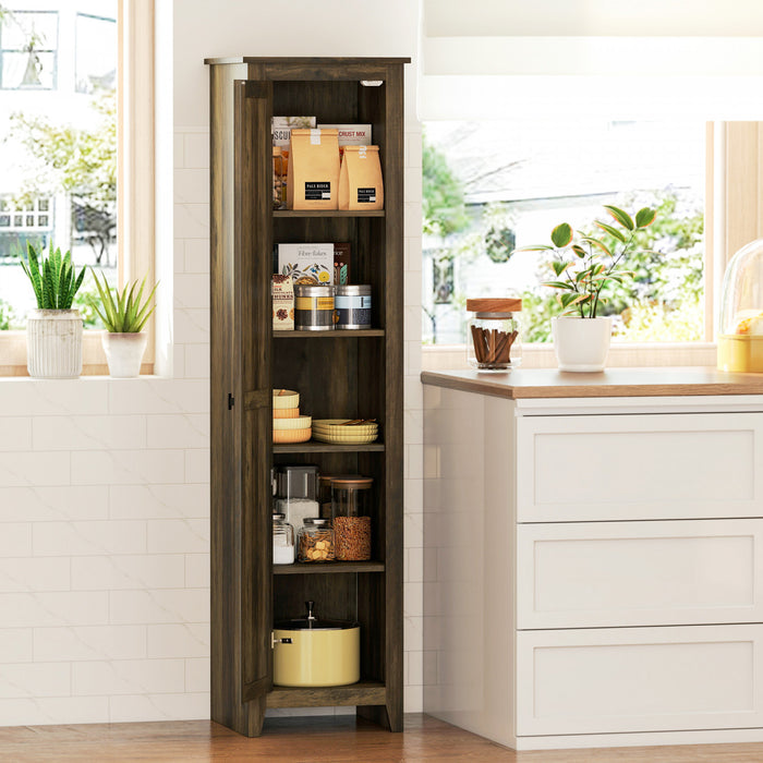 HOMCOM 67\" Kitchen Pantry, Storage Cabinet with Barn Door, Brown