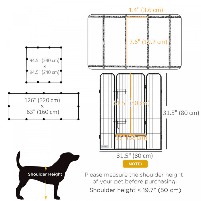Pawhut Dog Playpen, Heavy-duty Metal Puppy Play Pen, Pet Exercise Fences For Outside And Indoor, Diy Design With Door For Multiple Dogs, 12 Panels, 39\"h