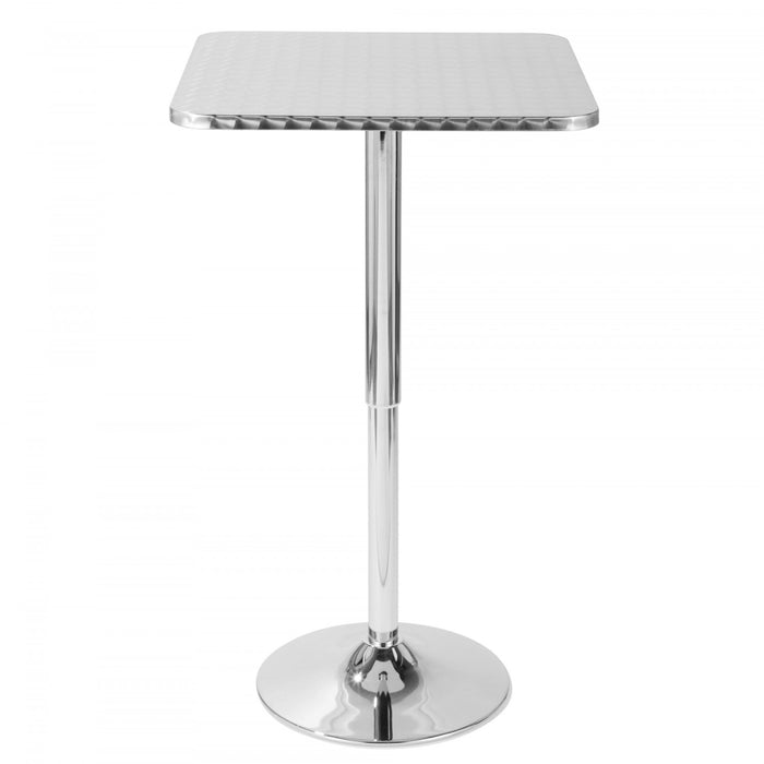 LumiSource Bistro Contemporary Adjustable Square Bar Dining Table - Silver
