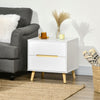 HOMCOM Bedside Table, Sofa Side Table with 2 Drawers and Wood Legs White