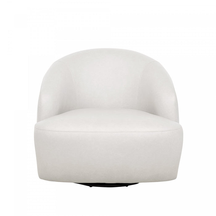 Lukas Contemporary Modern Upholstered Swivel Accent Chair in Cream
