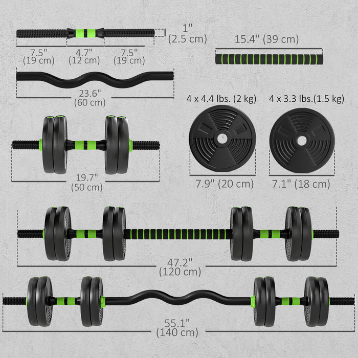 Soozier Adjustable Dumbbell Set, 3 in 1 Weights Set for Home Gym, 33lb