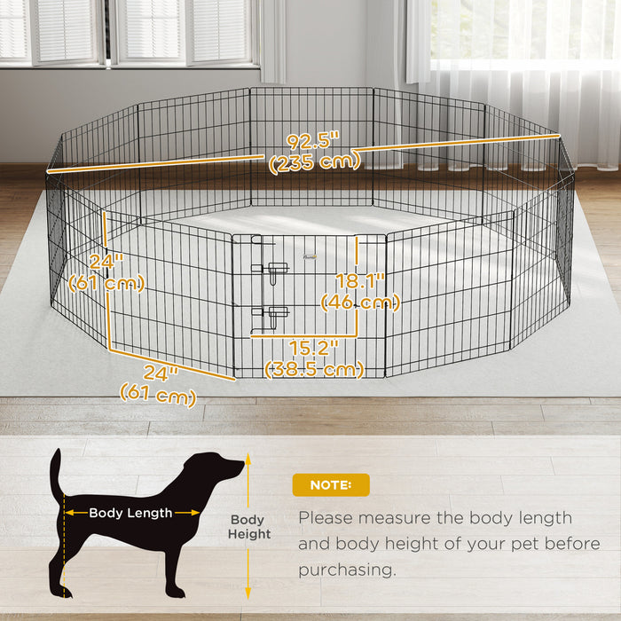 PawHut Dog Playpen Puppy Play Pen, 12 Panels Pet Exercise Fences for Outside Indoor, 24\"H
