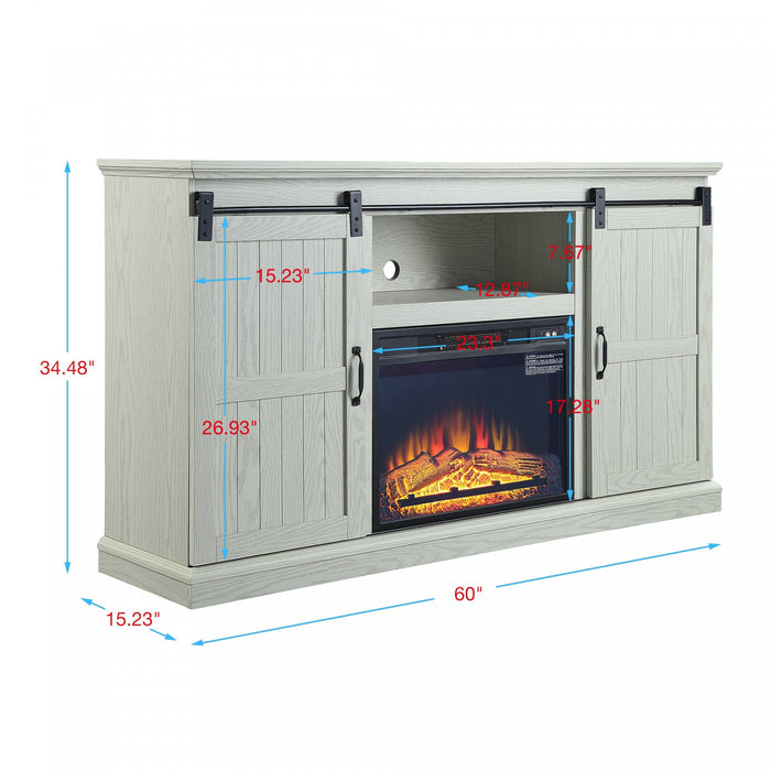 Myrtle Modern Farmhouse 2-Piece Electric Fireplace in Black and Cream Oak