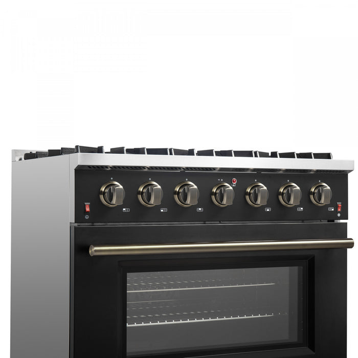 Forno Galiano 36-inch Gas Range in Black, 5.36 cu.ft. - FFSGS6244-36WHT