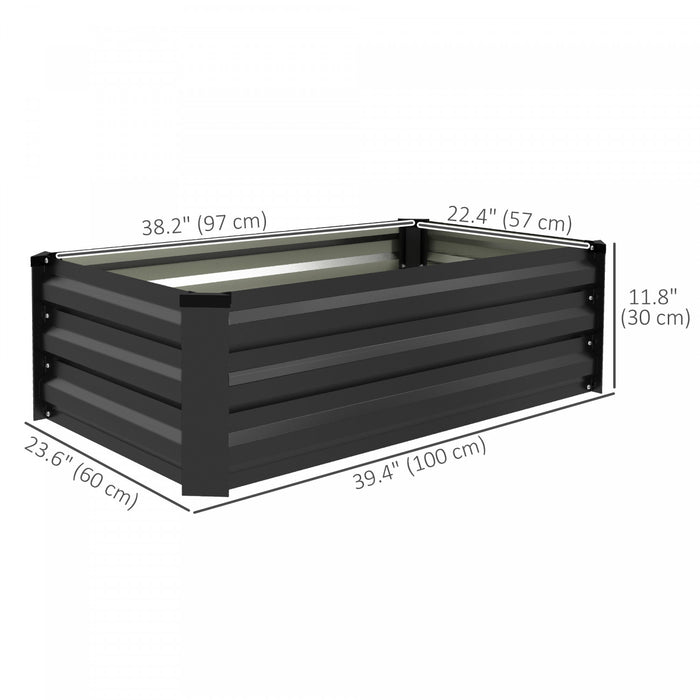 Outsunny Set Of 2 Raised Garden Beds, Galvanized Planter Box, Grey