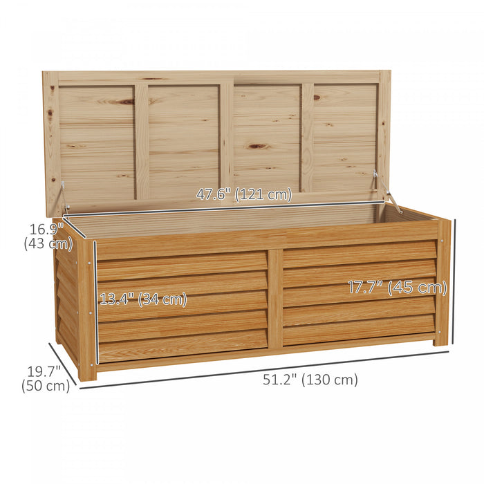 Outsunny 176l Outdoor Deck Box With 2 Safety Hinges For Porch Light Brown
