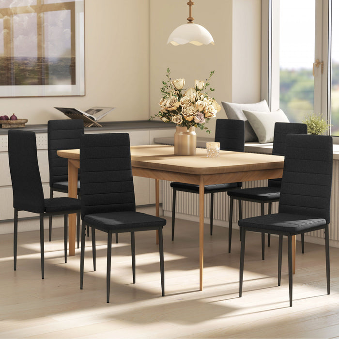 HOMCOM Dining Chairs, Set of 6, Linen Upholstered Accent Chairs, Back