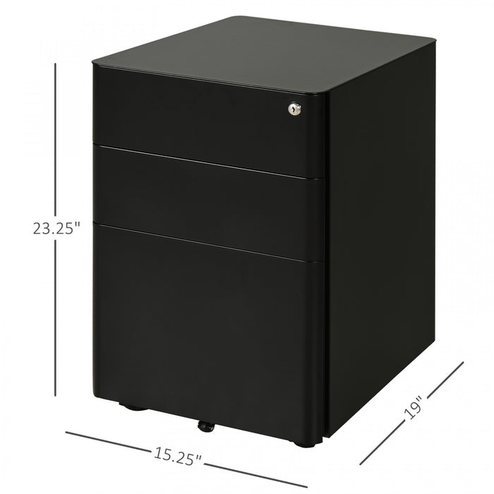Vinsetto 3 Drawer Filing Cabinet With Lock