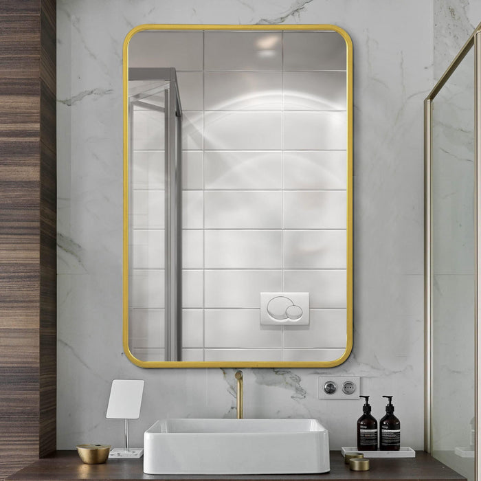 Arcus 24\" X 36\" Hand Crafted Rectangular Round Mirror - Gold