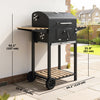 Outsunny Outdoor Charcoal BBQ Grill, Portable Barbecue Grill with Adjustable Charcoal Pan, Spacious Cooking Area, 3 Shelves, Thermometer, Wheels for Patio Backyard Party