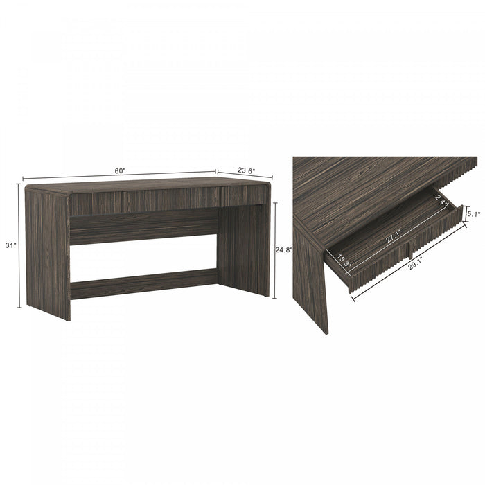 Novara Contemporary 60\" Writing Desk in Jacobean Walnut (2-Drawer)