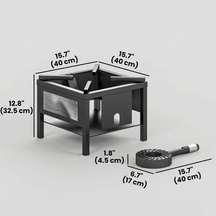 Outsunny Camping Stove, 65000 BTU High Pressure Propane Stove Outdoor Burner with Detachable Burner and Metal Frame for Outdoor Cooking, Includes Regulator and Hose, Black