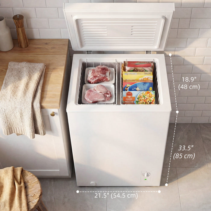 HOMCOM Mini Freezer, 3.5 Cu.Ft Compact Chest Freezer, White