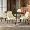 HOMCOM Dining Chairs Set of 4, Kitchen Chairs with Steel Legs, Cream White