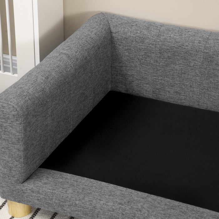 Pawhut Modern Pet Sofa Cat Or Medium Large Dog Bed W/ Removable Seat Cushion, Dark Grey