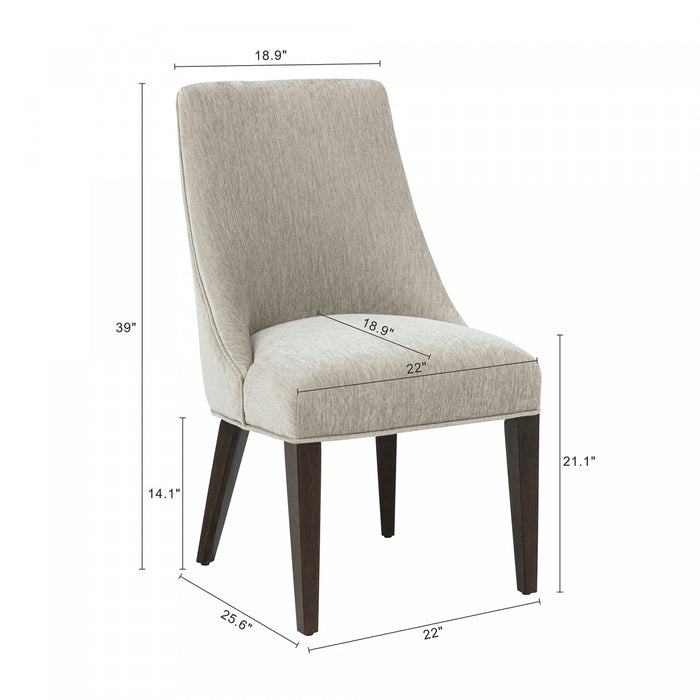 Beever Modern Chenille Wood Dining Chair in Taupe - Set of 4